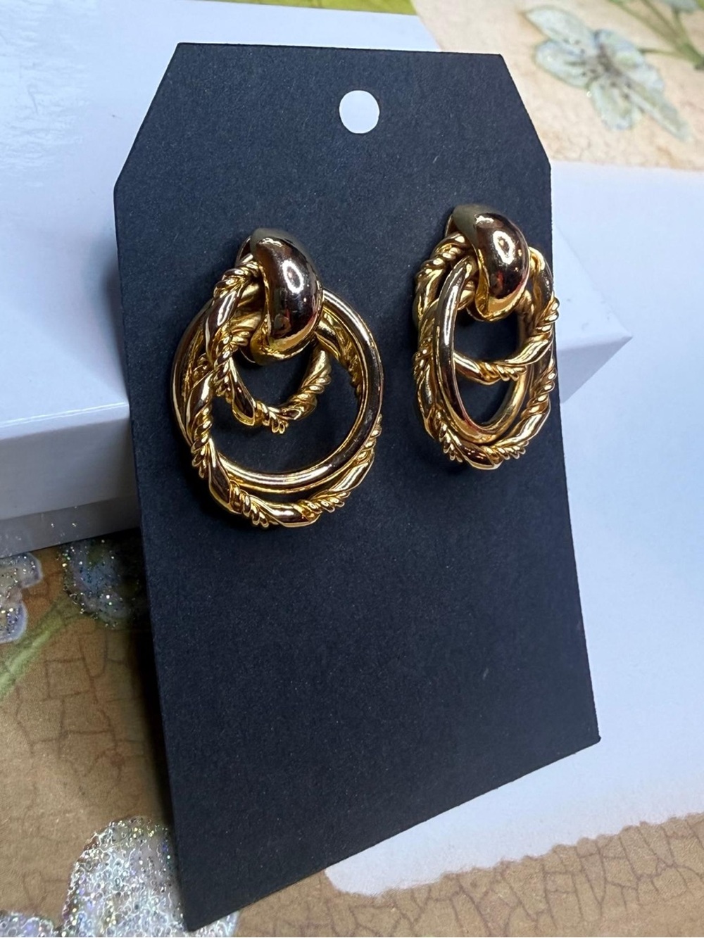 Gold-Tone Twisted Hoop Drop Earrings - Women Jewelry
